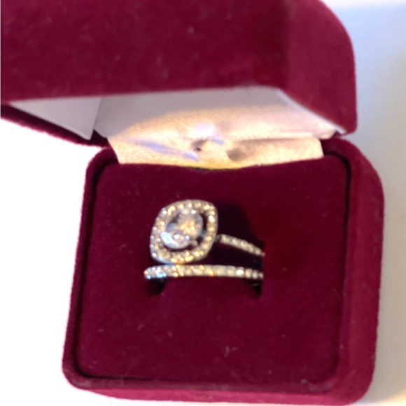 2.5 Carat Halo Promise WEDDING Bridal Set 925 Silver SIZE 9 - Picture 4 of 11